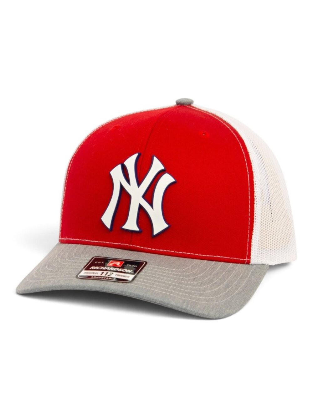 New York Yankees NY White 3D Snapback Trucker Hat- Red/ White/ Heather Grey